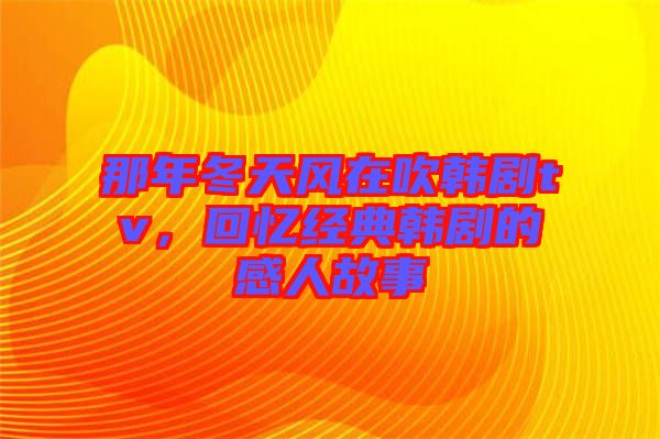 那年冬天風在吹韓劇tv，回憶經(jīng)典韓劇的感人故事