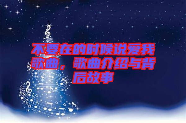 不要在的時候說愛我歌曲，歌曲介紹與背后故事