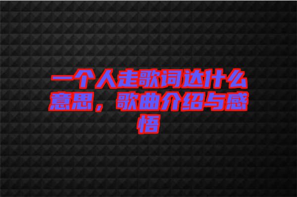 一個(gè)人走歌詞達(dá)什么意思，歌曲介紹與感悟