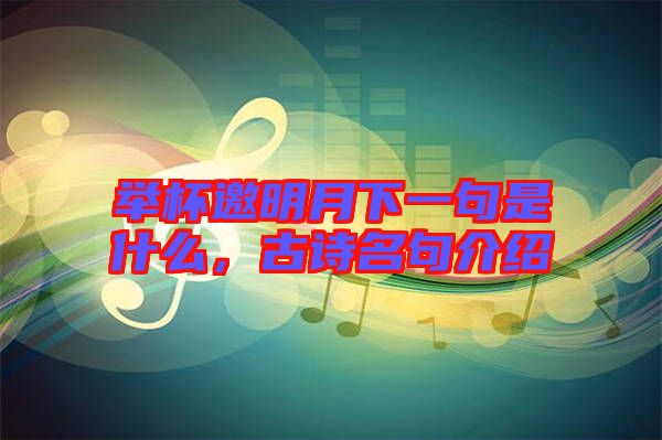 舉杯邀明月下一句是什么，古詩名句介紹