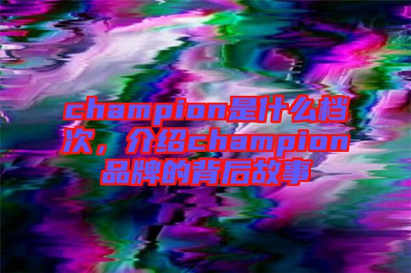 champion是什么檔次，介紹champion品牌的背后故事