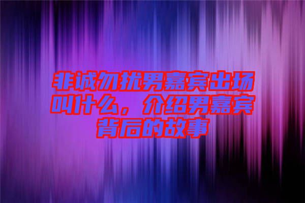 非誠勿擾男嘉賓出場叫什么，介紹男嘉賓背后的故事