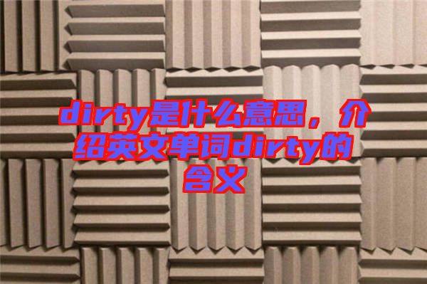 dirty是什么意思，介紹英文單詞dirty的含義