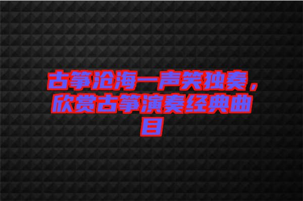 古箏滄海一聲笑獨奏，欣賞古箏演奏經(jīng)典曲目