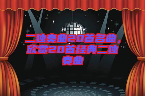 二獨(dú)奏曲20首名曲，欣賞20首經(jīng)典二獨(dú)奏曲