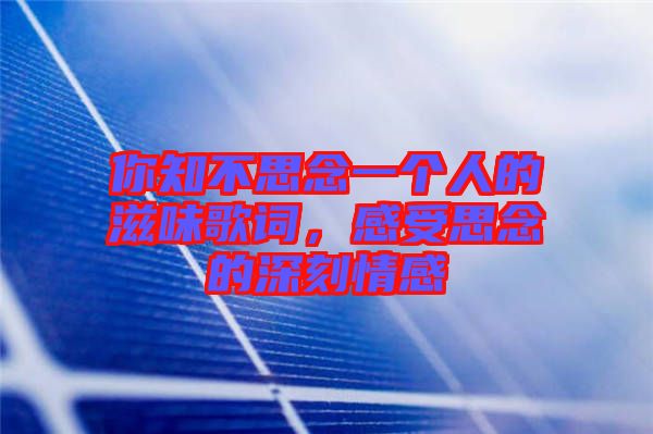 你知不思念一個(gè)人的滋味歌詞，感受思念的深刻情感