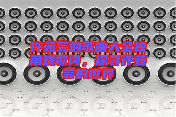 許茹蕓的歌曲大全獨(dú)角戲歌詞，探尋許茹蕓的世界