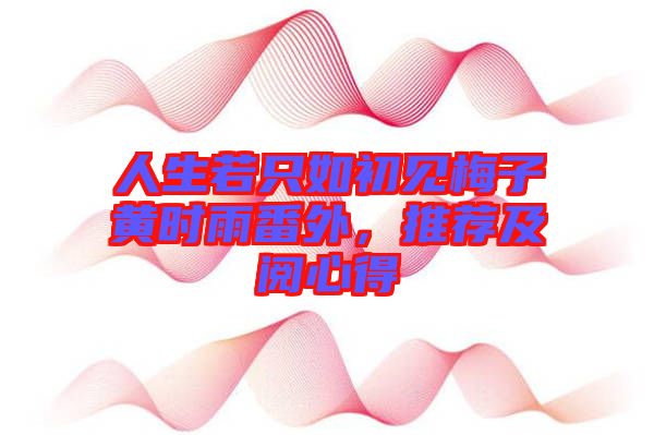 人生若只如初見梅子黃時雨番外，推薦及閱心得