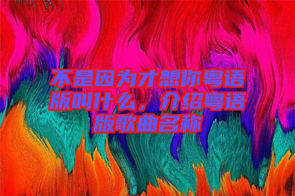 不是因?yàn)椴畔肽慊浾Z版叫什么，介紹粵語版歌曲名稱