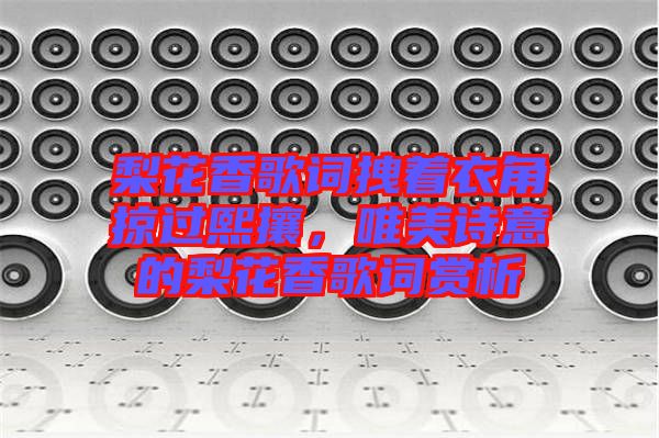 梨花香歌詞拽著衣角掠過熙攘，唯美詩意的梨花香歌詞賞析
