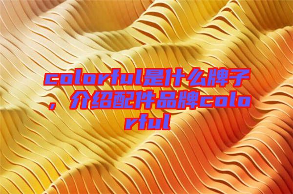 colorful是什么牌子，介紹配件品牌colorful
