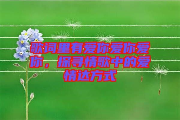 歌詞里有愛你愛你愛你，探尋情歌中的愛情達(dá)方式