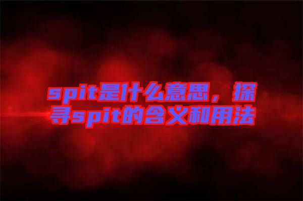 spit是什么意思，探尋spit的含義和用法