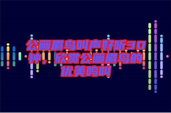 公畫眉鳥叫聲好聽30鐘，欣賞公畫眉鳥的優(yōu)美鳴叫