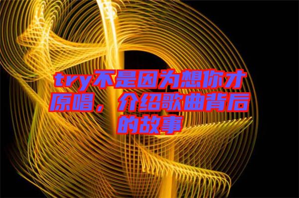 try不是因?yàn)橄肽悴旁?，介紹歌曲背后的故事