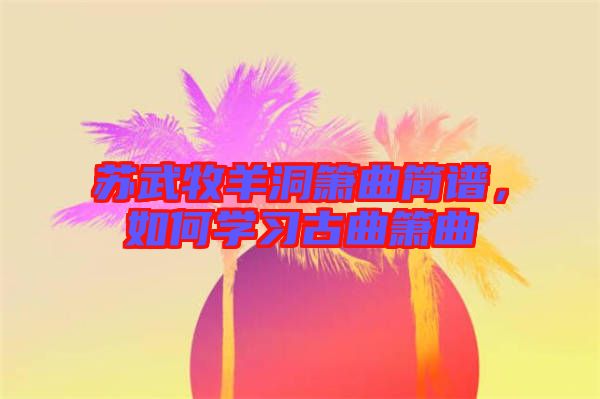 蘇武牧羊洞簫曲簡(jiǎn)譜，如何學(xué)習(xí)古曲簫曲