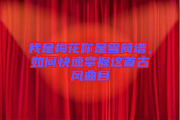 我是梅花你是雪簡譜，如何快速掌握這首古風(fēng)曲目