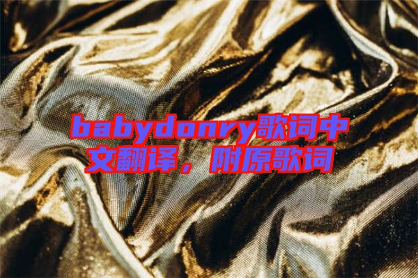 babydonry歌詞中文翻譯，附原歌詞