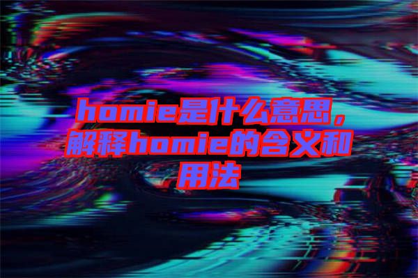 homie是什么意思，解釋homie的含義和用法