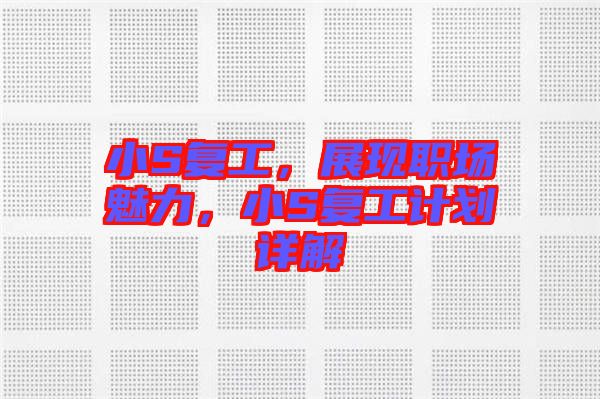 小S復(fù)工，展現(xiàn)職場魅力，小S復(fù)工計劃詳解