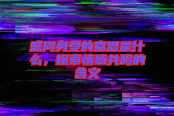 感同身受的意思是什么，探索情感共鳴的含義