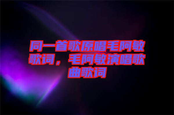 同一首歌原唱毛阿敏歌詞，毛阿敏演唱歌曲歌詞