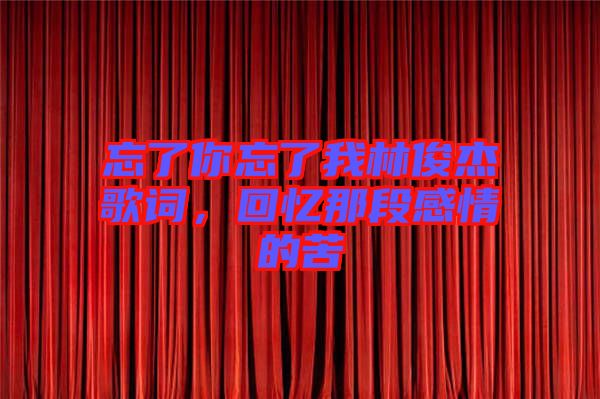 忘了你忘了我林俊杰歌詞，回憶那段感情的苦