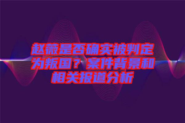 趙薇是否確實被判定為叛國？案件背景和相關報道分析