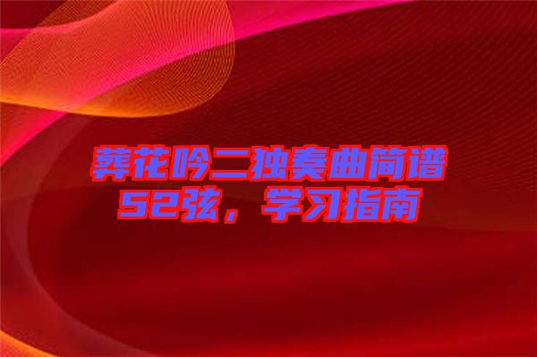 葬花吟二獨奏曲簡譜52弦，學(xué)習(xí)指南