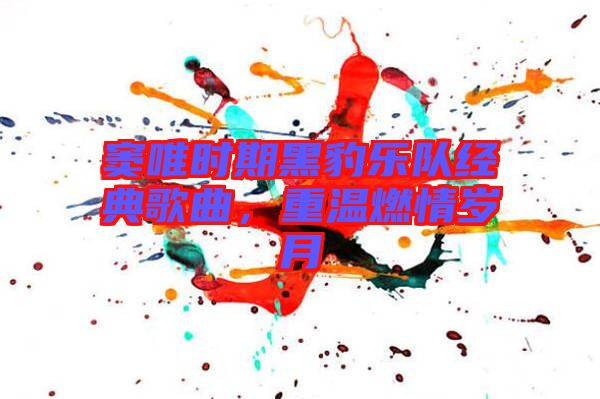 竇唯時期黑豹樂隊經(jīng)典歌曲，重溫燃情歲月