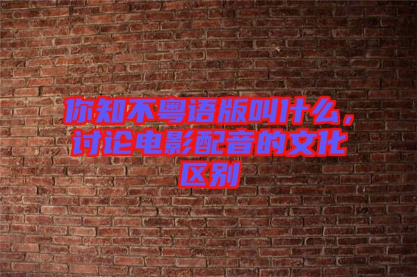 你知不粵語(yǔ)版叫什么，討論電影配音的文化區(qū)別