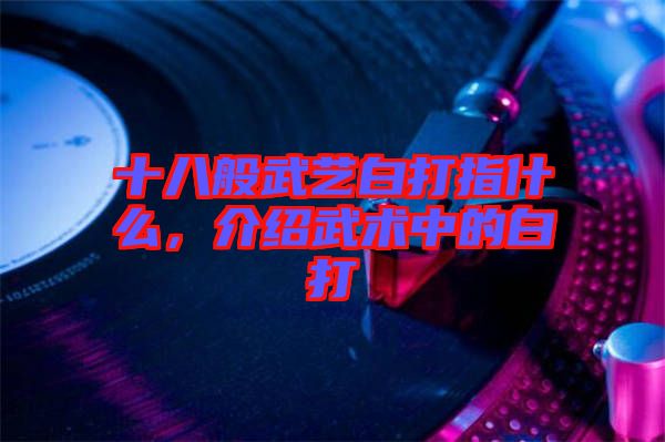 十八般武藝白打指什么，介紹武術(shù)中的白打