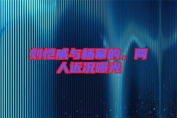 劉愷威與楊冪的，兩人近況曝光