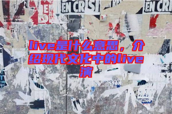 live是什么意思，介紹現(xiàn)代文化中的live演