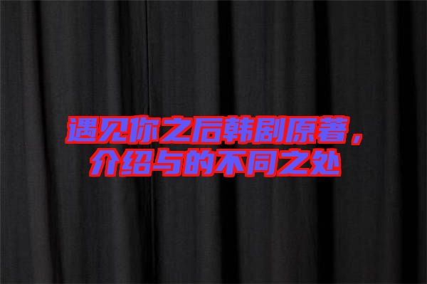 遇見你之后韓劇原著，介紹與的不同之處