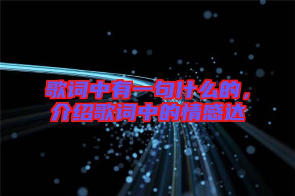 歌詞中有一句什么的，介紹歌詞中的情感達(dá)