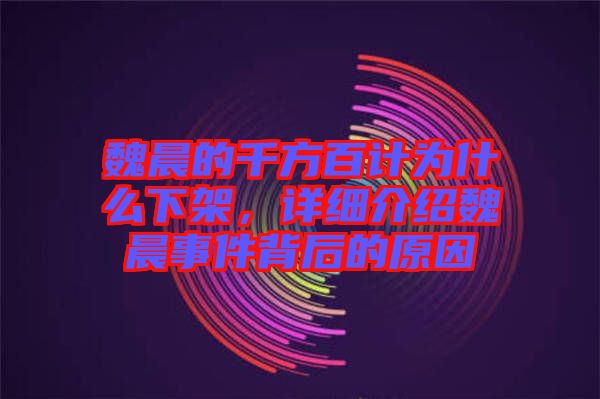 魏晨的千方百計為什么下架，詳細介紹魏晨事件背后的原因