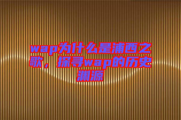 wap為什么是浦西之歌，探尋wap的歷史淵源