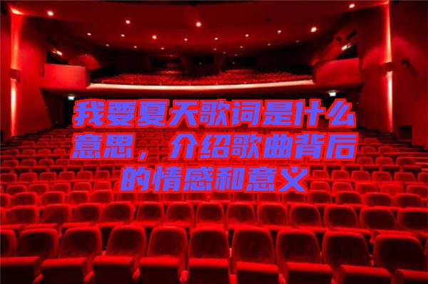 我要夏天歌詞是什么意思，介紹歌曲背后的情感和意義