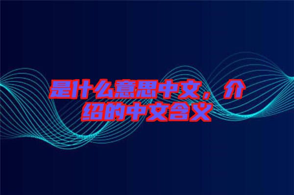 是什么意思中文，介紹的中文含義