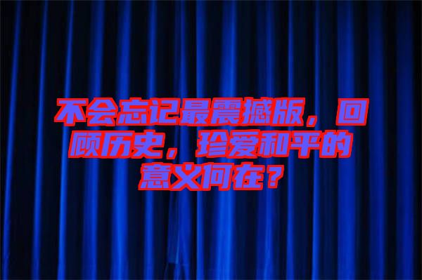 不會忘記最震撼版，回顧歷史，珍愛和平的意義何在？