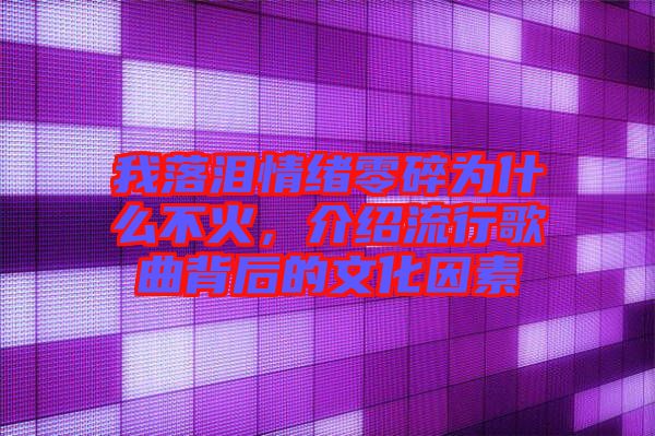 我落淚情緒零碎為什么不火，介紹流行歌曲背后的文化因素