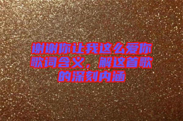 謝謝你讓我這么愛你歌詞含義，解這首歌的深刻內(nèi)涵