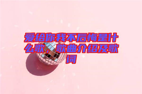 愛給你我不后悔是什么歌，歌曲介紹及歌詞