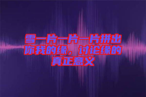 雪一片一片一片拼出你我的緣，討論緣的真正意義