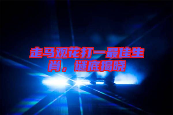 走馬觀花打一最佳生肖，謎底揭曉