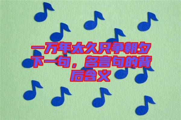 一萬(wàn)年太久只爭(zhēng)朝夕下一句，名言句的背后含義