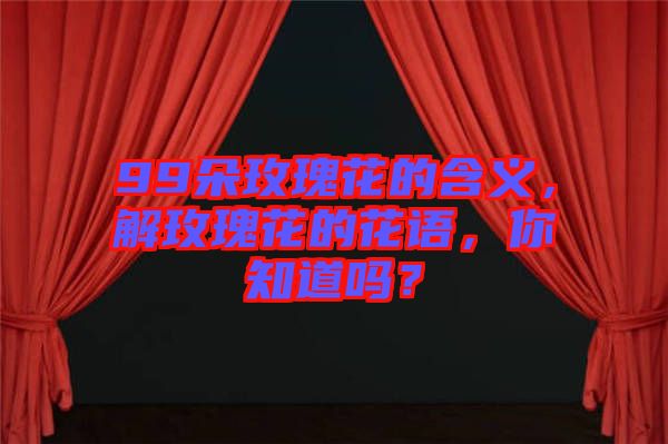 99朵玫瑰花的含義，解玫瑰花的花語，你知道嗎？