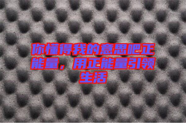 你懂得我的意思吧正能量，用正能量引領生活