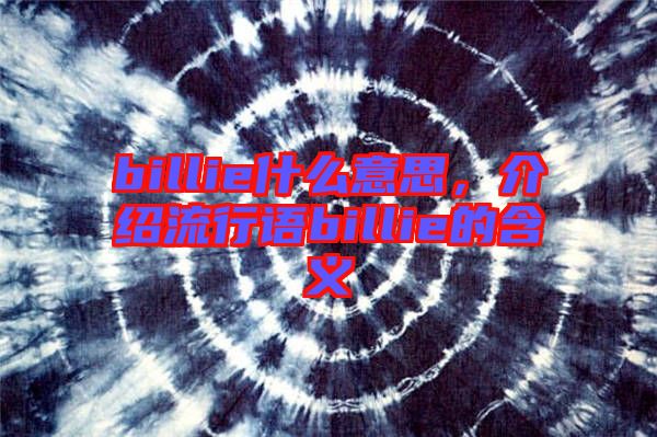 billie什么意思，介紹流行語billie的含義